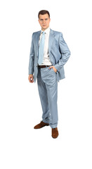 Full length portrait  of handsome businessman in suit