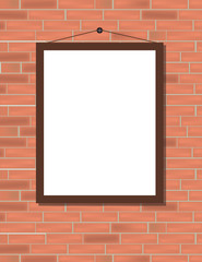 Vector trendy blank poster on the red brick wall realistic mockup