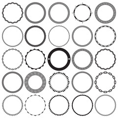 Collection of Round Decorative Ornamental Border Frames with Clear Background. Ideal for vintage label designs. - 129930092