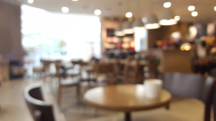 Coffee shop blur background with bokeh image.