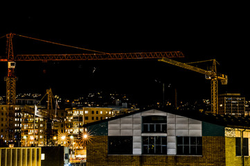 Nighttime construction, Ensjø, Oslo, Norway