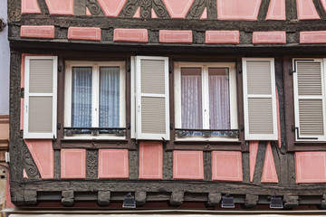 Old traditional colorful half-timbered houses in Colmar, France