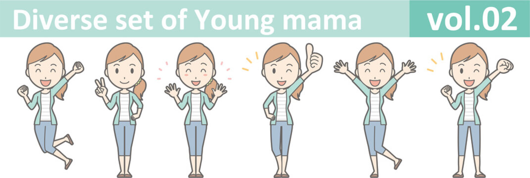 Diverse set of young mama , EPS10 vector format vol.02