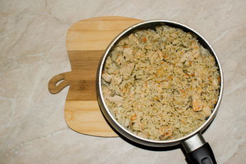 Pilaf rice with chicken