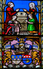 Stained Glass - Family Prayer and Coat of Arms