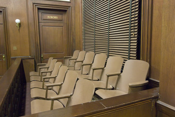 Empty jury box in the courthouse