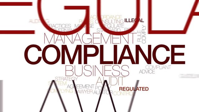 Compliance animated word cloud. Kinetic typography.