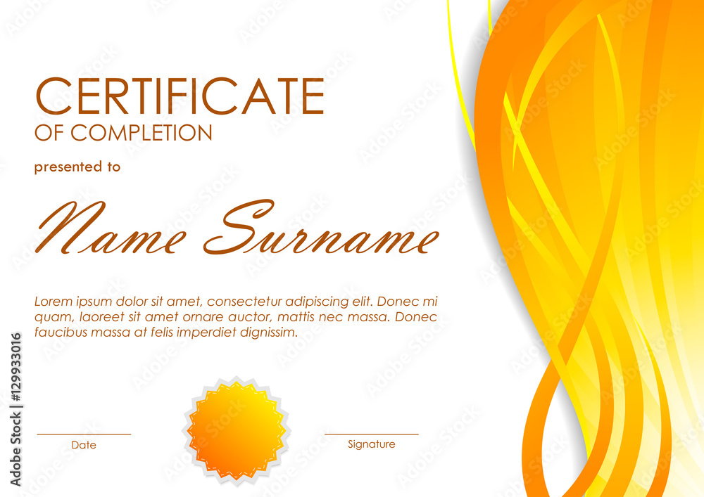 Poster certificate of completion template