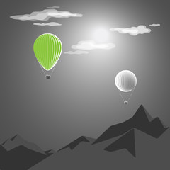 Fototapeta na wymiar green hot-air balloon