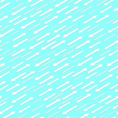 Isometric seamless pattern with white arrows. Geometric blue background. The direction of movement. Vector illustration.