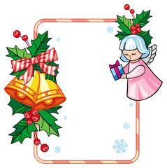 Christmas frame with cute angels. 