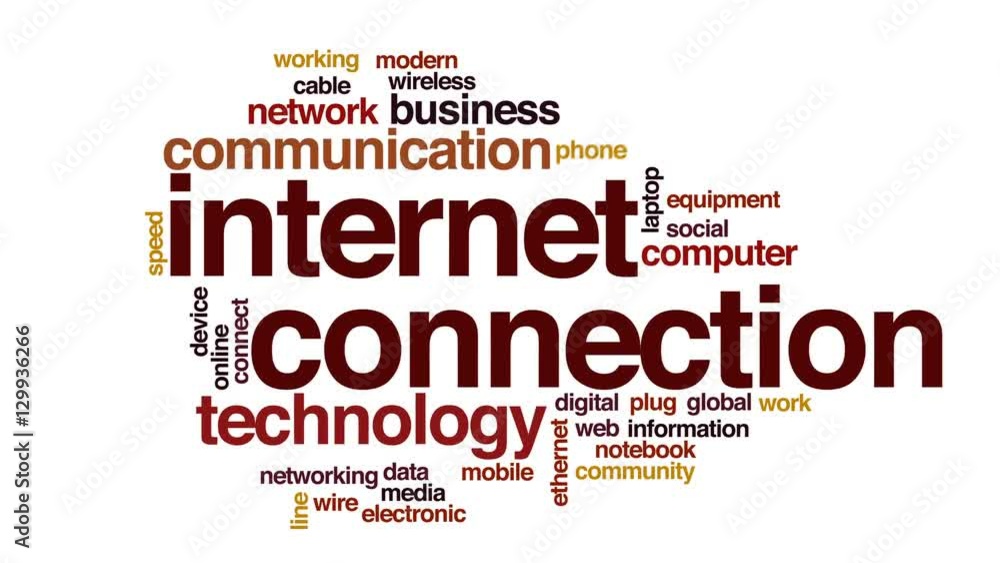 Poster internet connection animated word cloud.