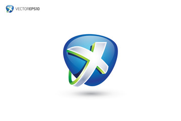 Obraz premium X Logo - Abstract Letter X 3D Logo