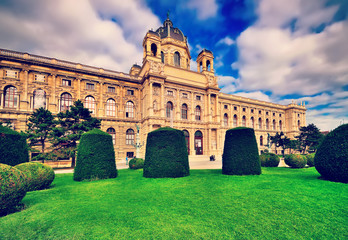 Beautiful view of famous Natural History Museum with park and sc