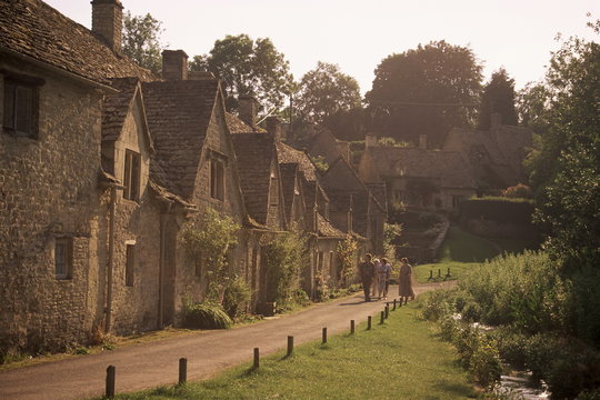 Houses dating from the 14th century, Arlington Row, Bibury, Gloucestershire, The Cotswolds