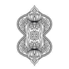 stylized Henna tattoo flower template in Indian style. Ethnic floral paisley Lotus. Mehendi style.illustration in zentangle doodle style for coloring page for adult, cards,print