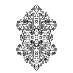 stylized Henna tattoo flower template in Indian style. Ethnic floral paisley Lotus. Mehendi style.illustration in zentangle doodle style for coloring page for adult, cards,print