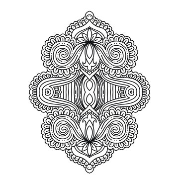 stylized Henna tattoo flower template in Indian style. Ethnic floral paisley Lotus. Mehendi style.illustration in zentangle doodle style for coloring page for adult, cards,print