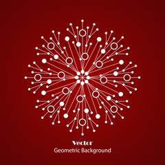 White snowflake made of connected lines and dots