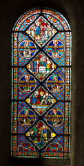 Poitiers, France - September 12, 2016: Colorful stained glass wi