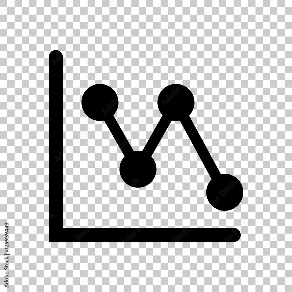 Poster declining graph line icon. black icon on transparent background.