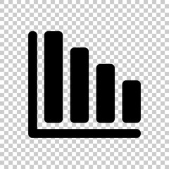 Declining graph line icon. Black icon on transparent background.