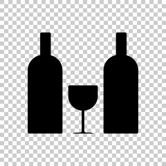 glass and bottles icon. Black icon on transparent background.