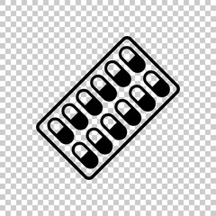 Pack Pills Icon. Black icon on transparent background.
