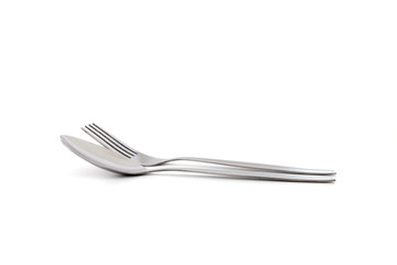 Fork and spoon isolated on white background