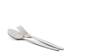 Fork and spoon isolated on white background