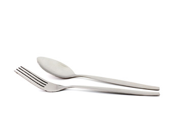 Fork and spoon isolated on white background