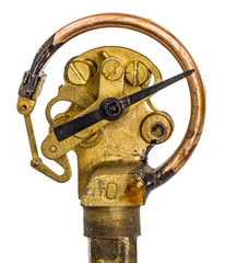 Pressure gauge mechanism in disassembled form, isolated on white