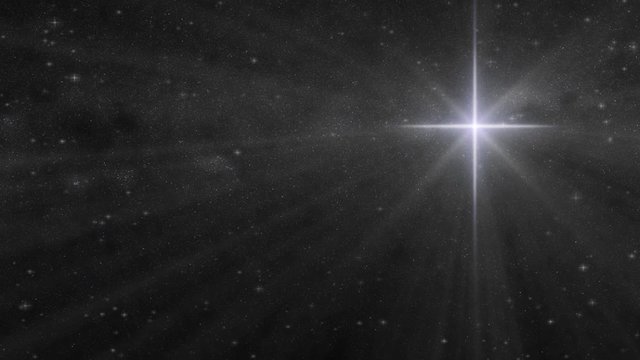 Star of Wonder Loop - Bright Star in Night Sky with Background Galaxy Stars Twinkling