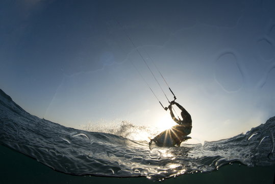 Kite surfing on Red Sea coast of Egypt