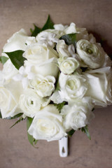 Wedding Flowers: Bridesmaid Bouquet with White Roses and Ranunculus