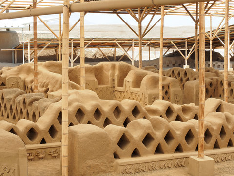 Extreme Depth of Field Photo of the Adobe Walls of Chan Chan Peru