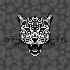 Leopard face tattoo ,Vector illustration, print