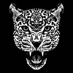 Leopard face tattoo ,Vector illustration, print