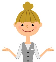 働く女性　両手を広げる