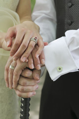 Bride and Grooms hands and wedding rings