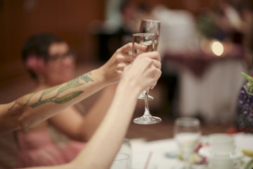 Cheers: Toasting with Champagne at a Wedding