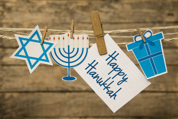 Happy Hanukkah greeting card or background.