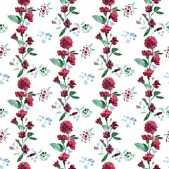 Raster seamless pattern with dahlia flowers - 129949803