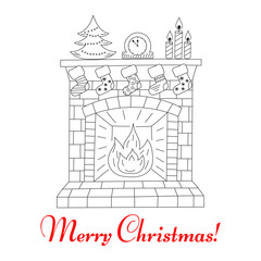 Christmas fireplace, vector