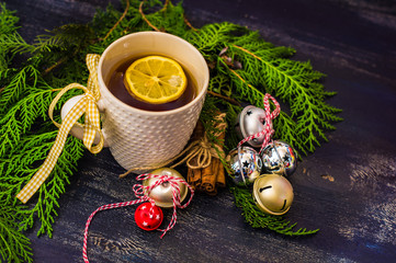 Cup of tea with lemon