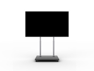 Display with black screen on mobile stand front view 3d illustration