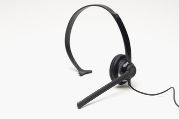 Closeup of headset isolated over white background