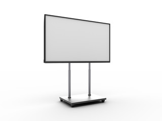 Display with white screen on mobile stand angled view 3d illustration