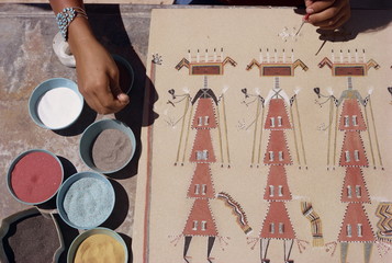 Detail of a sand painting, New Mexico