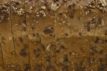 Detail of sliced wheat and rye breads